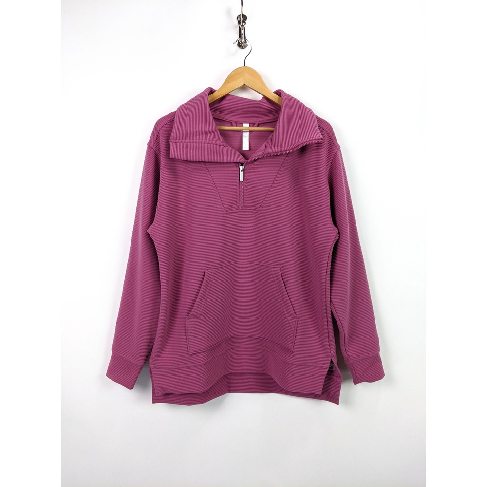 Zella Womens Sweatshirt Pink Kickback Ottoman Half Zip Ribbed Pullover Size S